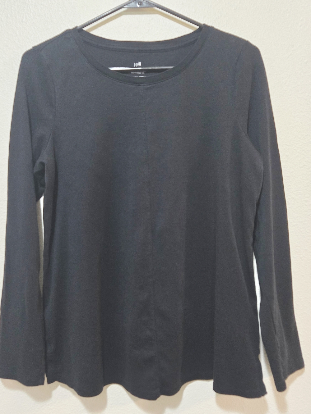 J. Jill Black Long-Sleeve Supima Cotton Crewneck Tee Med Minimalist Layering